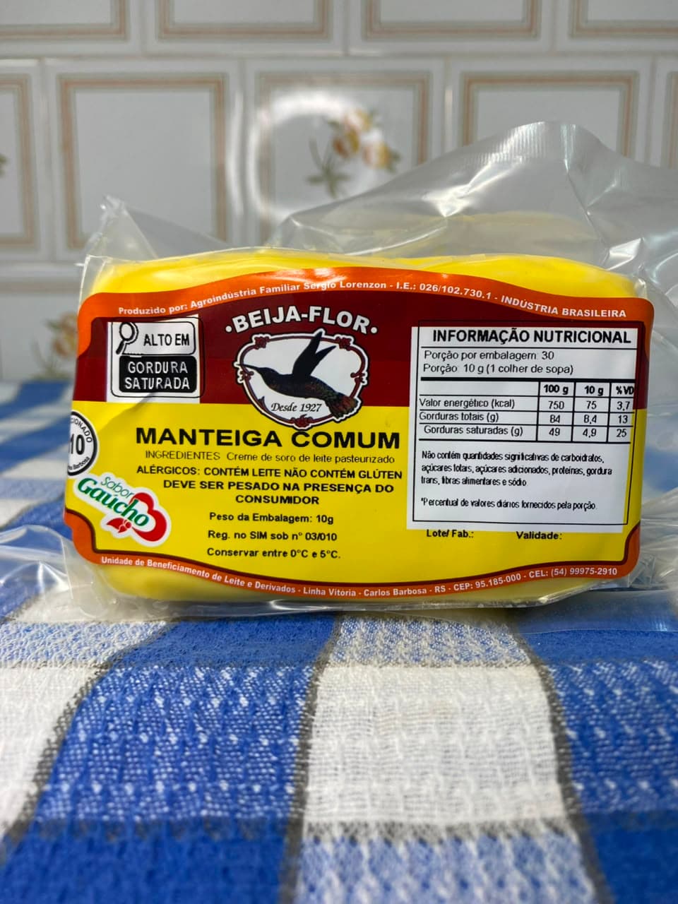 Manteiga artesanal — Laticínios Beija-Flor, Carlos Barbosa RS